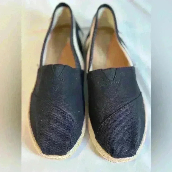 NWOT! - TOMS Womens Stripe University Espadrille Loafer Black Canvas (Size 8) - Picture 2 of 7